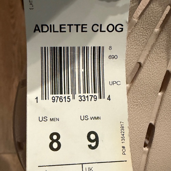 Adidas Unisex Beige Clogs Mens Size 8, Women’s Size 9 NWT - Picture 6 of 7